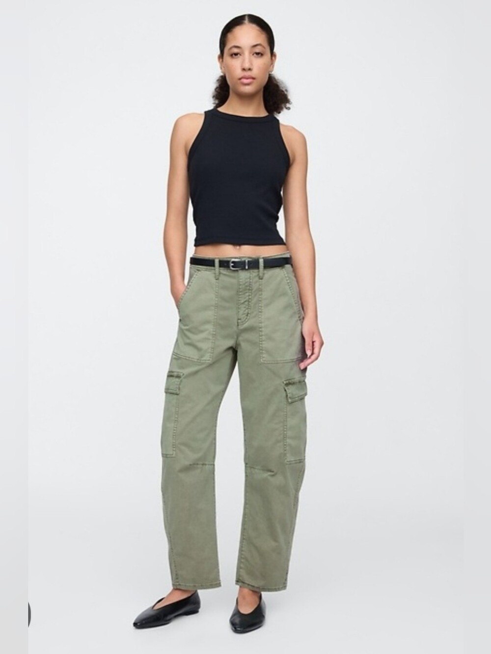 Gap NWT Barrel Green Cargo Twill Pants Cotton Blend Tapared Led Pockets Size 10